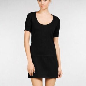 Theory Jenilee B New Steady Black Wool Dress XS Short Sleeve